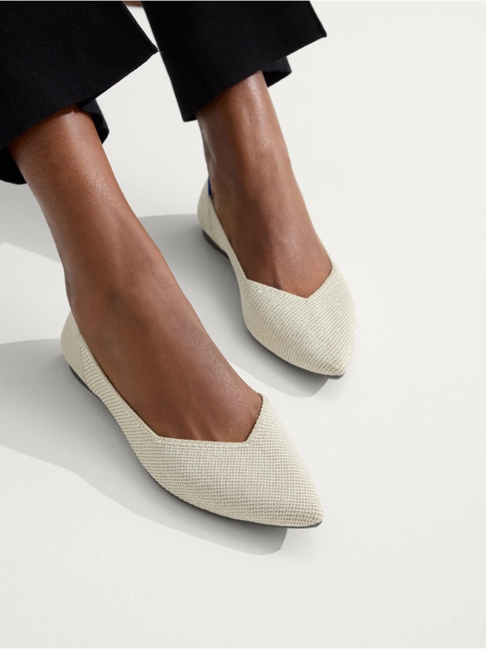 Rothy's Pointed Knit Ballet Flats - Cream